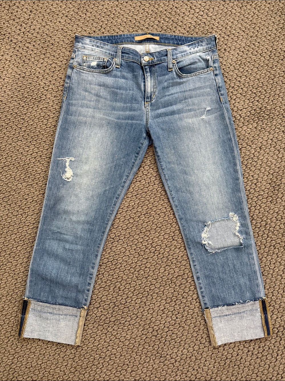 Joe's Jeans Distressed Boyfriend Cuff Cropped Ankle Jeans